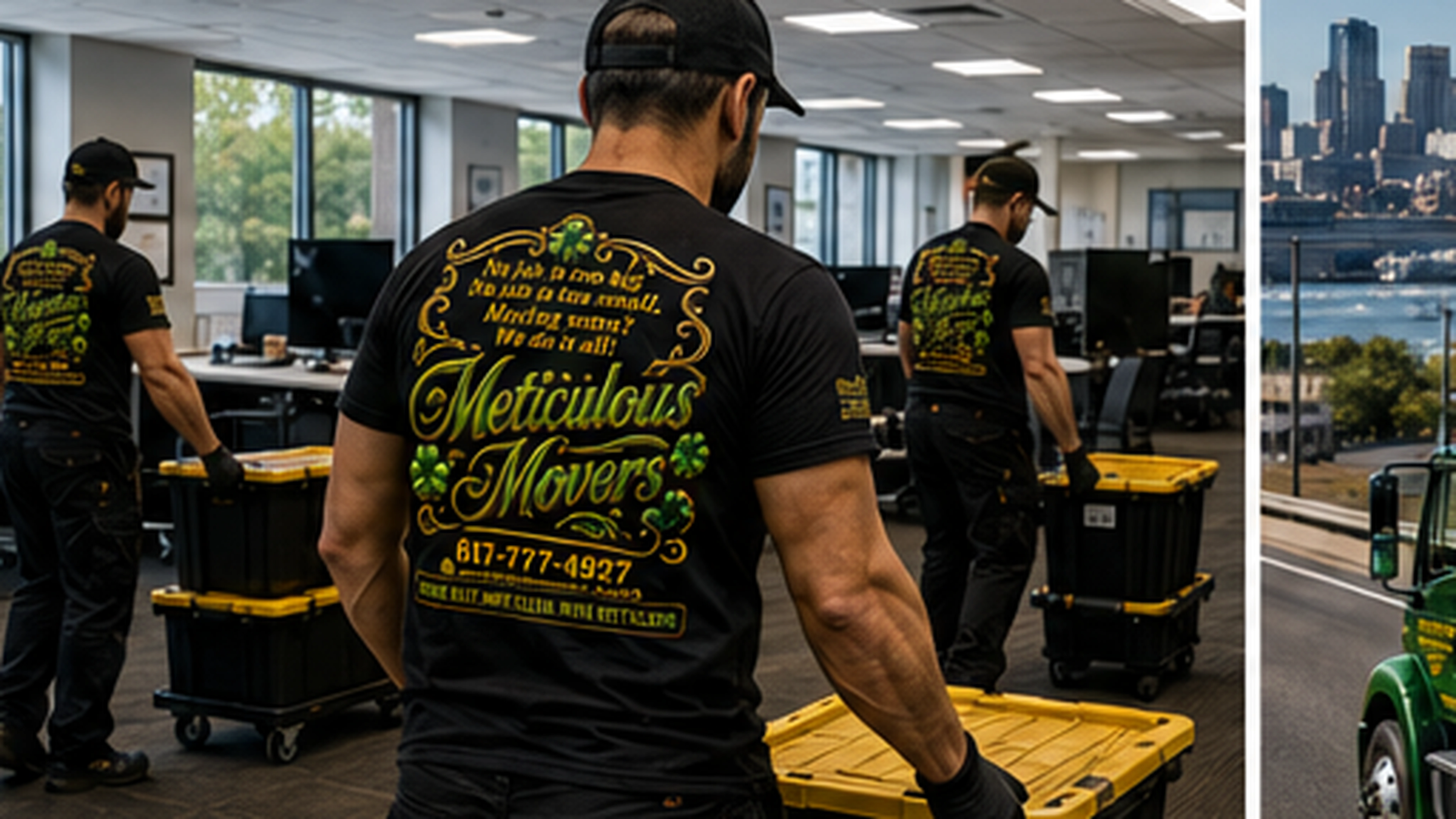 Meticulous Movers commercial crew relocating office equipment