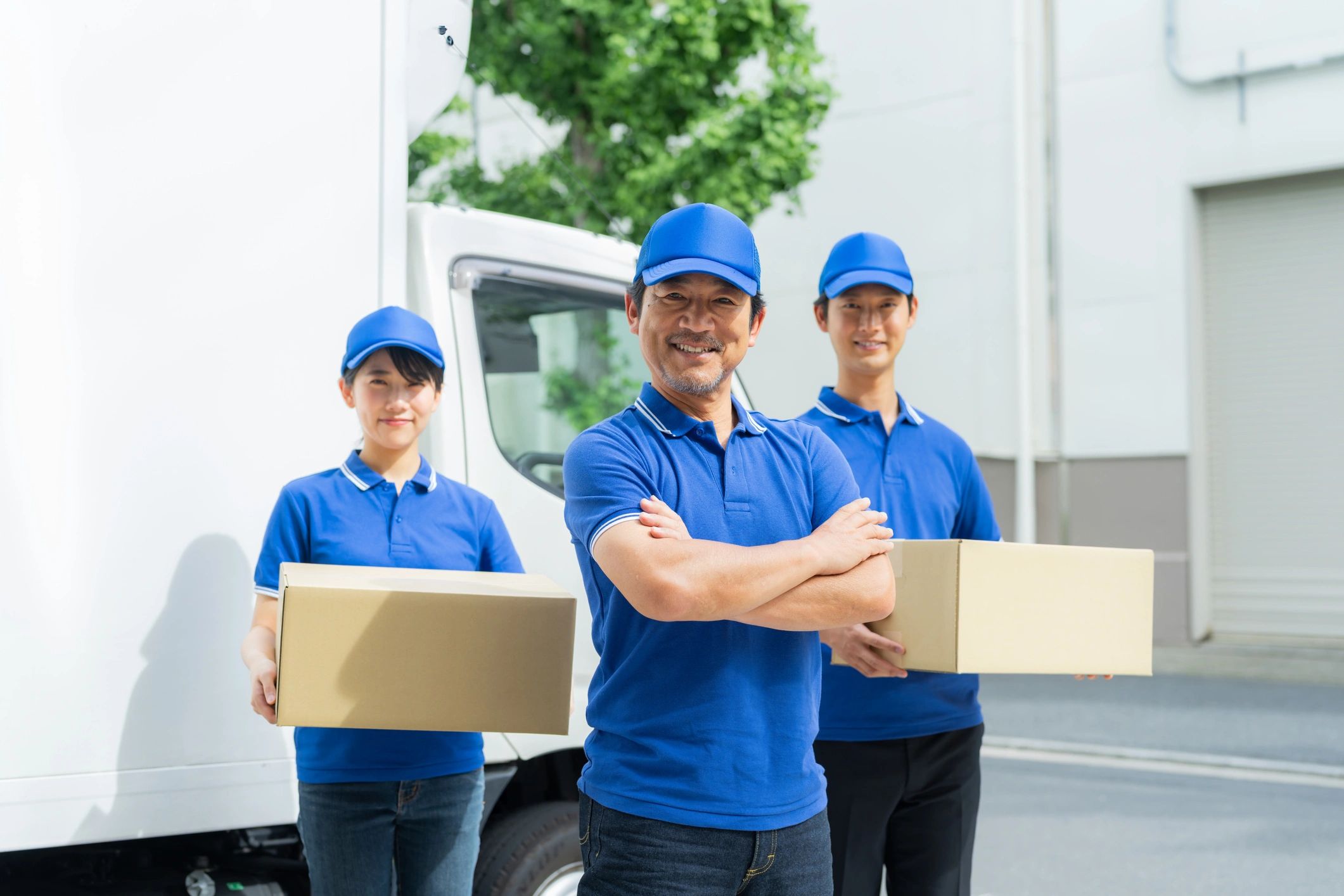 professional moving company team truck